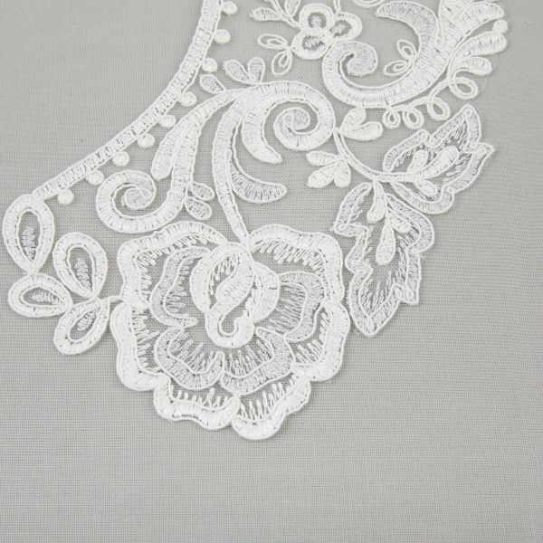 Пришивной кружевной воротник 100 мм, на сетке, 5 пар, Турция, белый/под серебро, Gamma VKRM-27-03