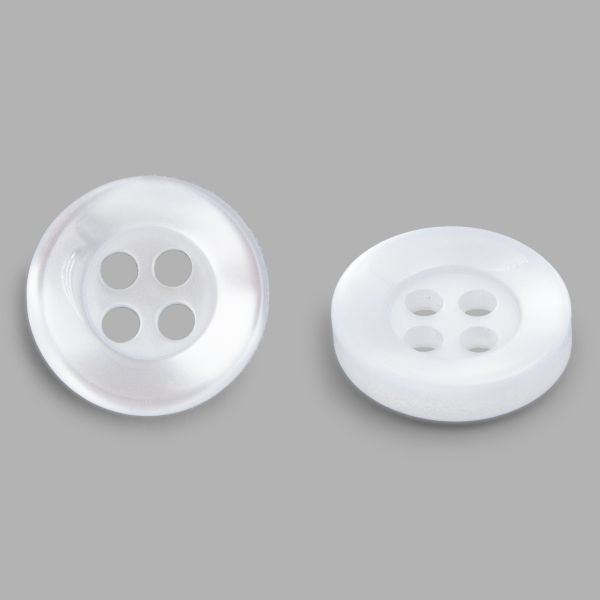 Пуговица 18L (11мм) 4 прокола, пластик (белый), БС1743, 12 шт