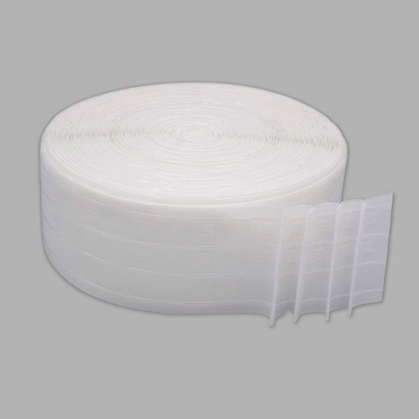 Лента (тесьма) шторная: сборка параллельная (1:2) 100 мм / 100 метров, равномерная