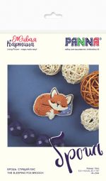 Набор для вышивания нитками Panna Живая картина JK-2344, Брошь. Спящий лис, 5.5х4.5 см