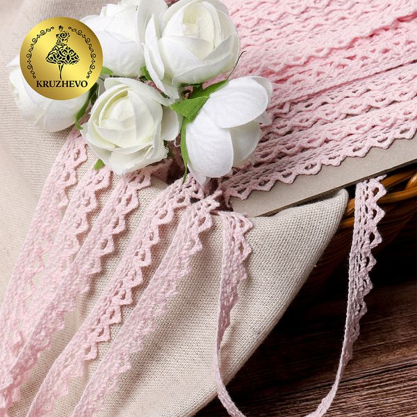 Кружево вязаное (тесьма) 10 мм / 10 метров, цв.20 бледно-розовый, Kruzhevo