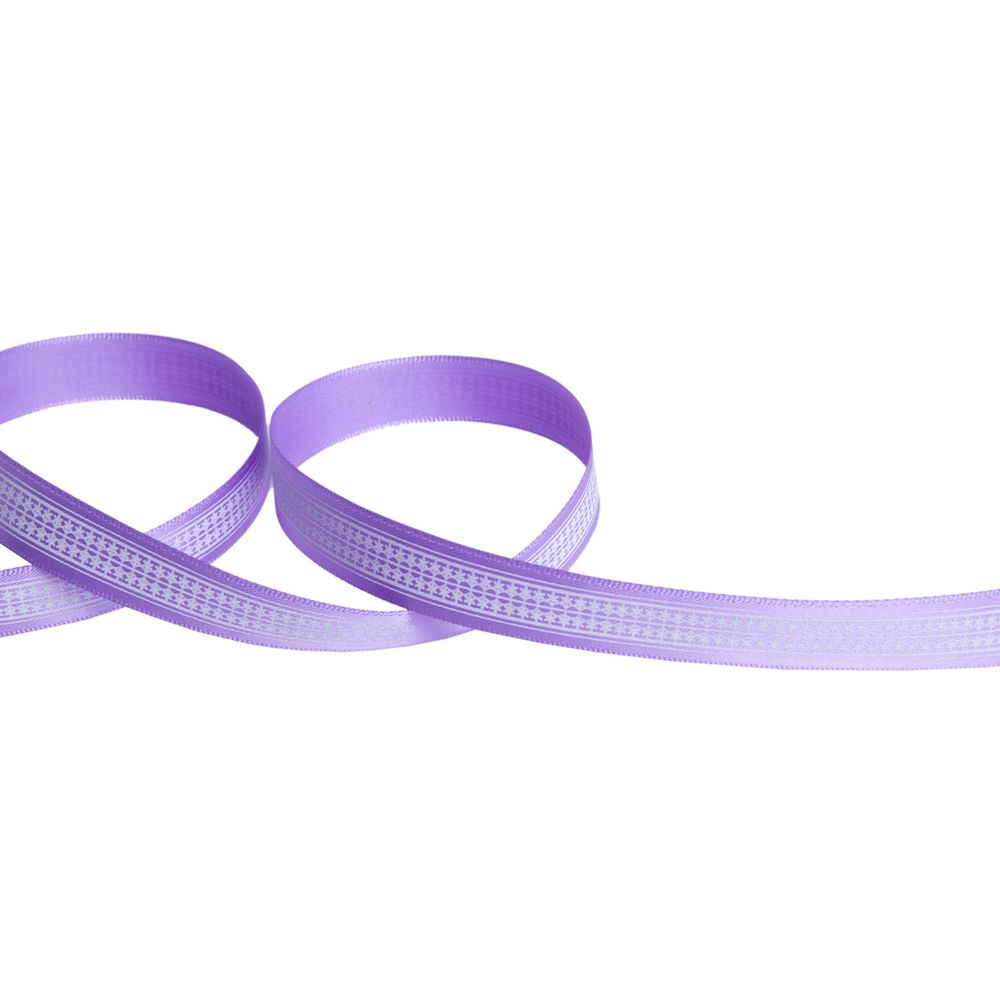 Лента атласная с рисунком 12.0 мм / 22.8 метров, P 034/001 т.сиреневый/белый, Gamma ALP-121