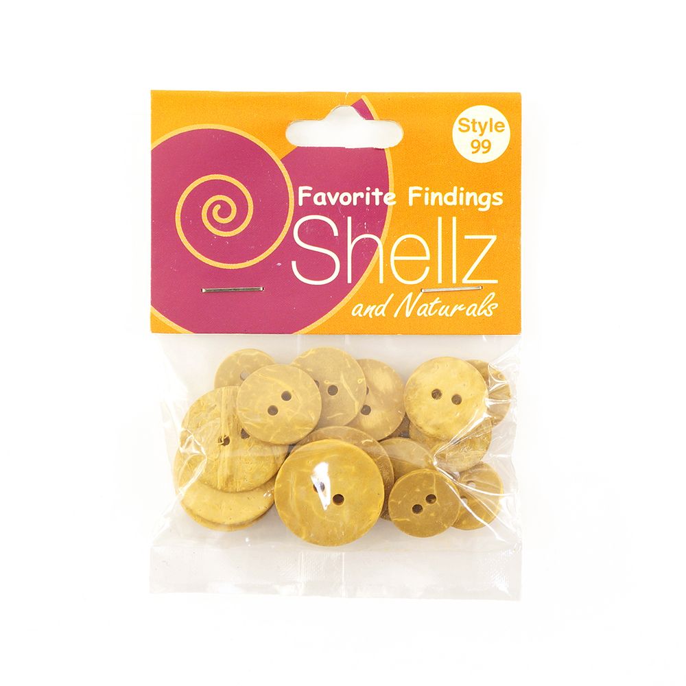 Пуговицы Shellz &amp; Natural Wood Buttons 15.24 / 17.78 / 22.86 мм, желтый, 18 шт, Blumenthal Lansing