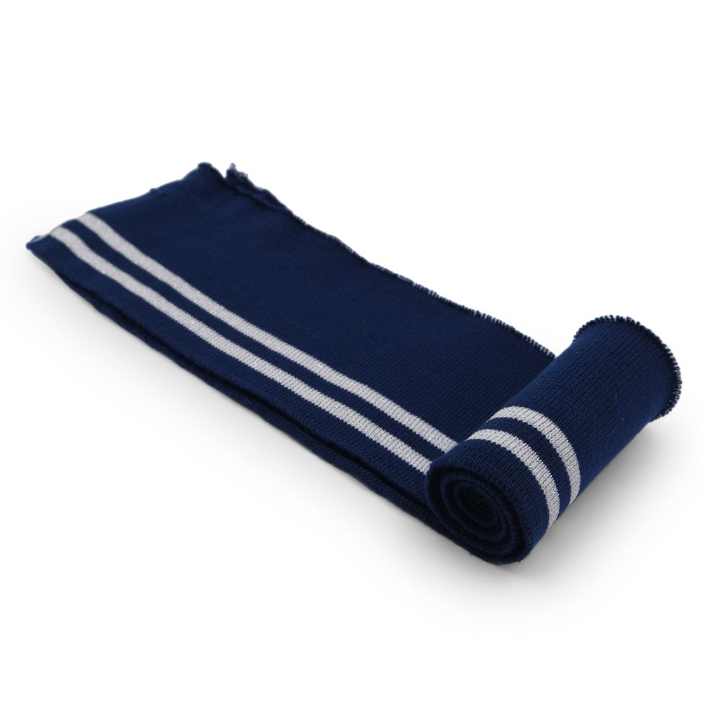 Подвяз (довяз) трикотажный 7.5х80 см, однослойный в полоску, т.синий цв.919/серебро