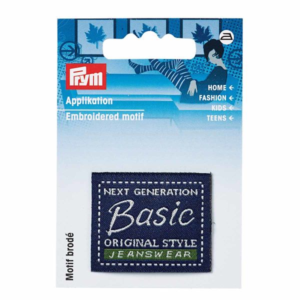 Термоаппликация Джинсовый ярлык прямоугольный Basic ORIGINAL STYLE, синий цв, Prym