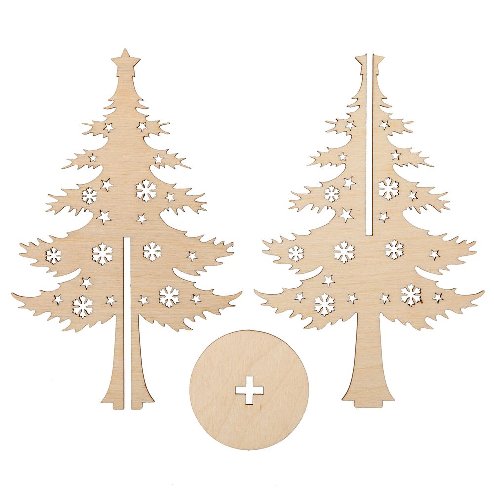 Заготовка из фанеры на подставке, 15 см, 01 Ель со звездой, Mr.Carving КЛ-15