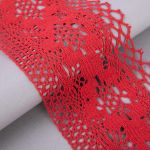 Кружево вязаное (тесьма) широкое 125 мм / 25 м, красный, Gamma С3749Г17(рис.125.01.173)