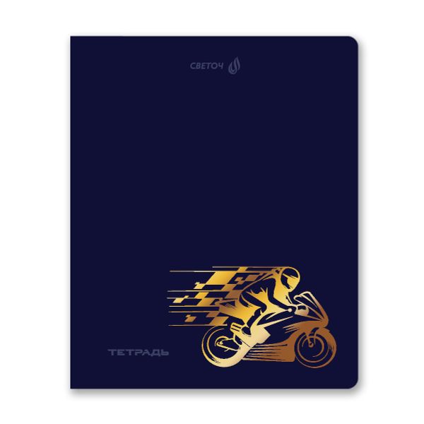 Тетрадь ученическая общая, тиснение золотой фольгой, A5 48 л. на скобе 65 г/м², белизна 100% 10 шт клетка, 01515 Со скоростью света, Светоч Т199