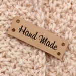 Набор кожаных бирок пришивных "Hand Made" 1,4х4см, цв. бежевый, уп.8 шт