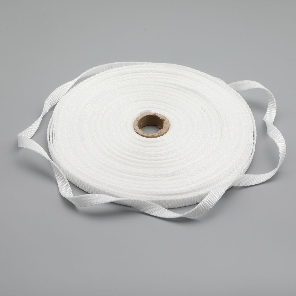 Стропа (ременная лента) 10 мм / 25 метров, толщ. 1.0 мм, [5.5 г/пог.м], 100% п/п, 1 белый