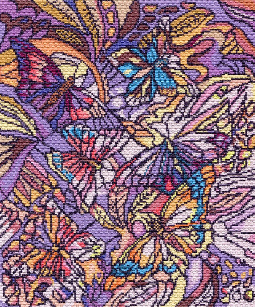 Рисунок для вышивания на канве Матренин Посад арт.37х49 - 1802 Витраж с бабочками