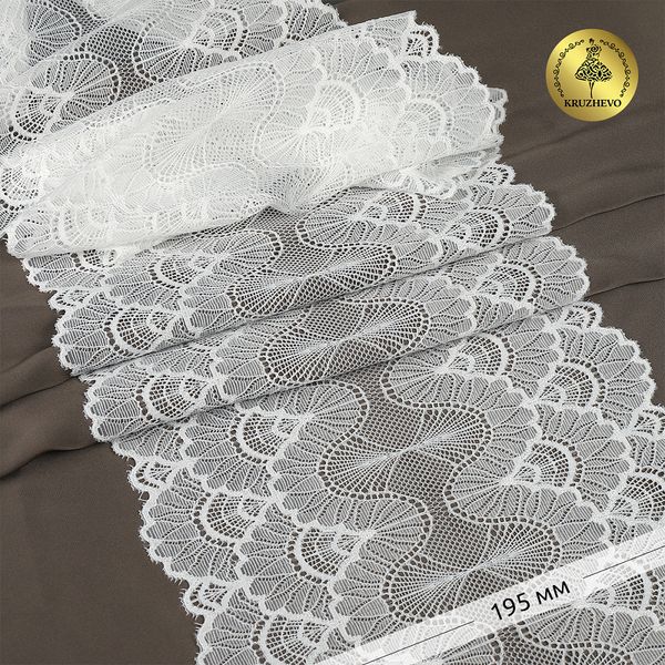 Кружево бельевое эластичное 195 мм / 10 м, цв.01 белый, Kruzhevo