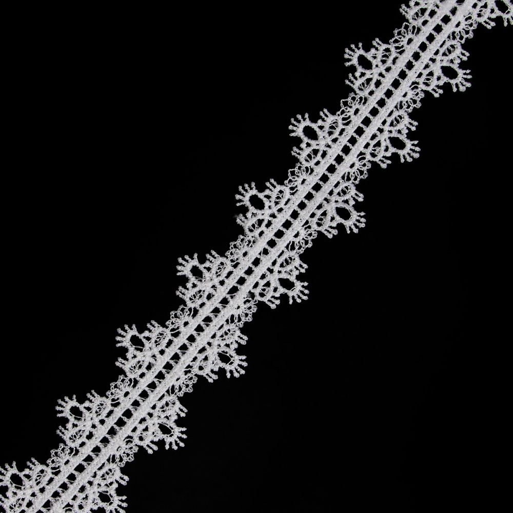 Кружево гипюр (плетёное) 30 мм / 3 метра, матовое, C501 белый