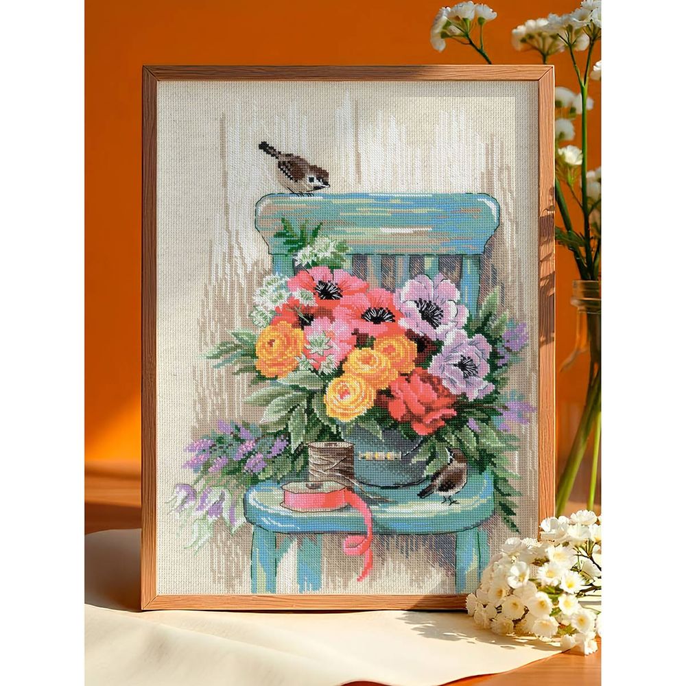 Набор для вышивания нитками Риолис, Цветы моего сада 30х40см