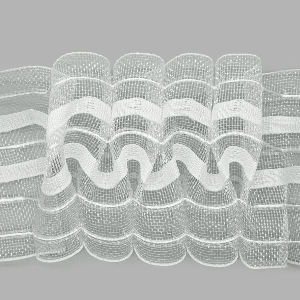 Лента (тесьма) шторная: сборка вафельная (1:2.5) 60 мм / 50 метров, (2 ряда петель, 4 шнура), прозрачный, C705M