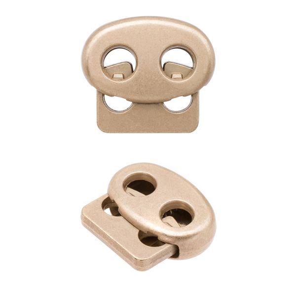 Фиксатор для шнура металл 1 отв., 15х17.8 мм, (in ⌀4 мм), 25 шт, матовый золотой, MFR13