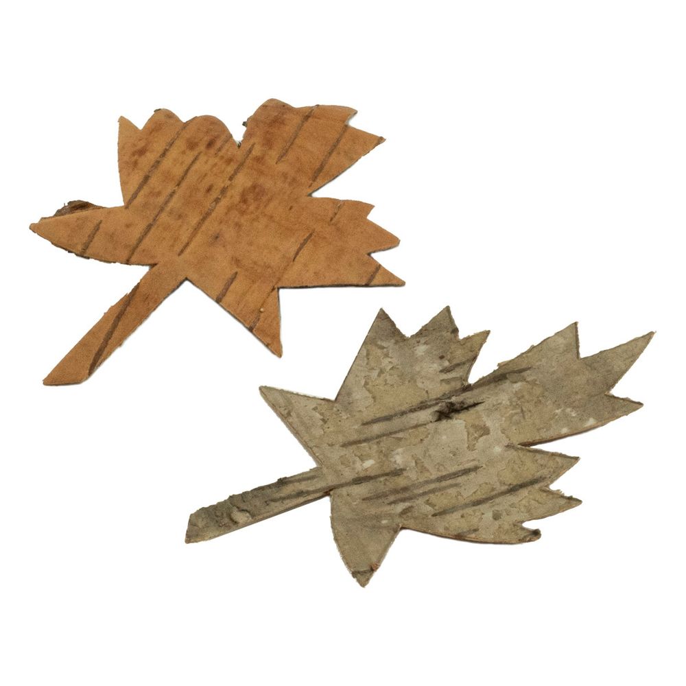 Декоративные элементы из коры дерева "Кленовый лист", 11х7см, 6 шт, нат/дерево