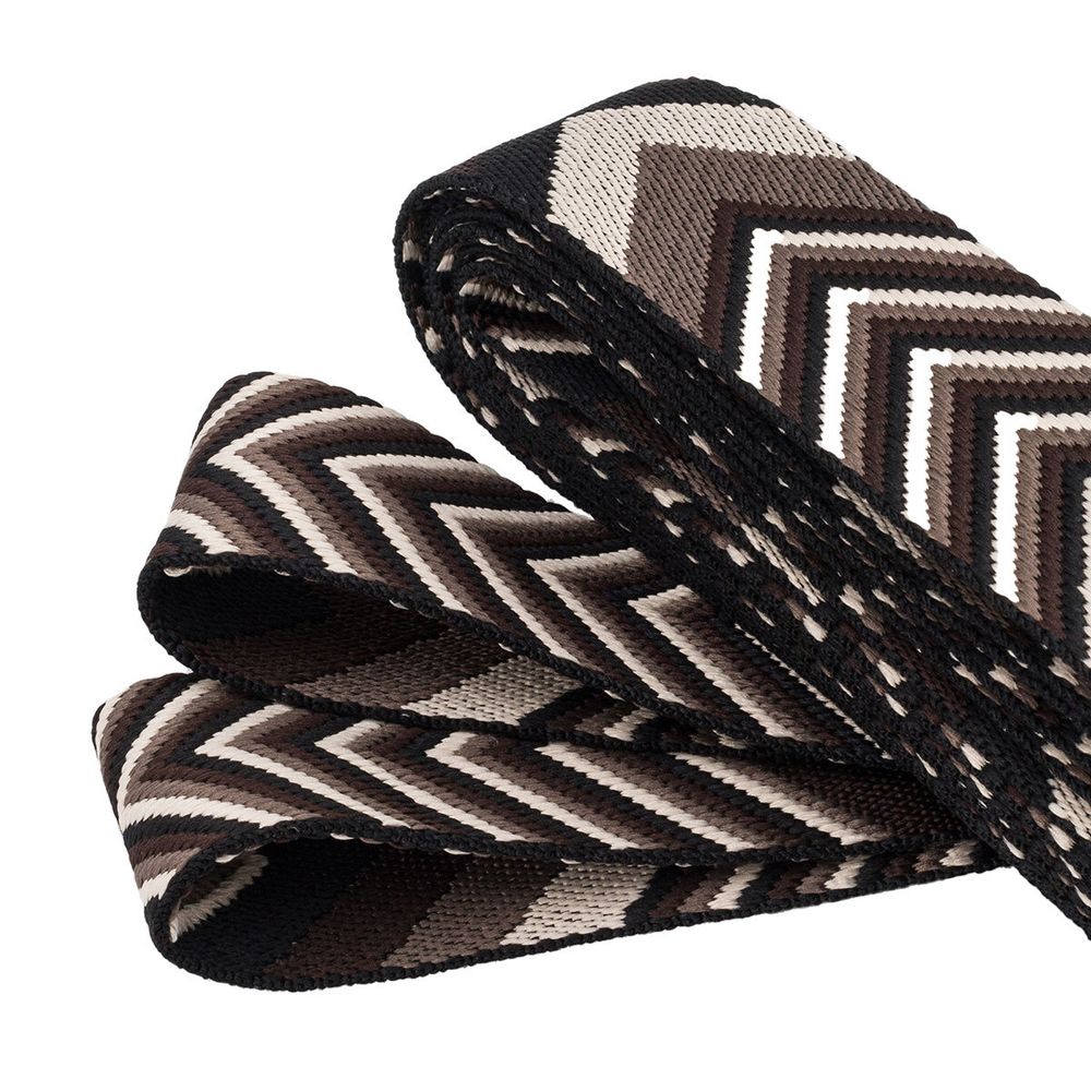 Стропа (ременная лента) 38 мм / 3 метра, [40 г/пог.м], с принтом 2-сторонняя, D159 коричневый/бежевый, 3Al354