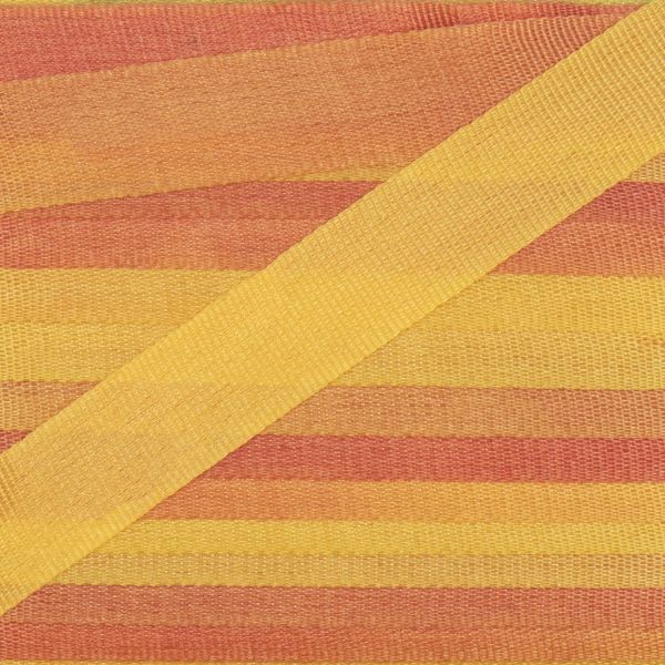 Лента (тесьма) шелковая 7.0 мм / 9.1±0.5 метров, M127 желтый/коралловый, Gamma SRM-7