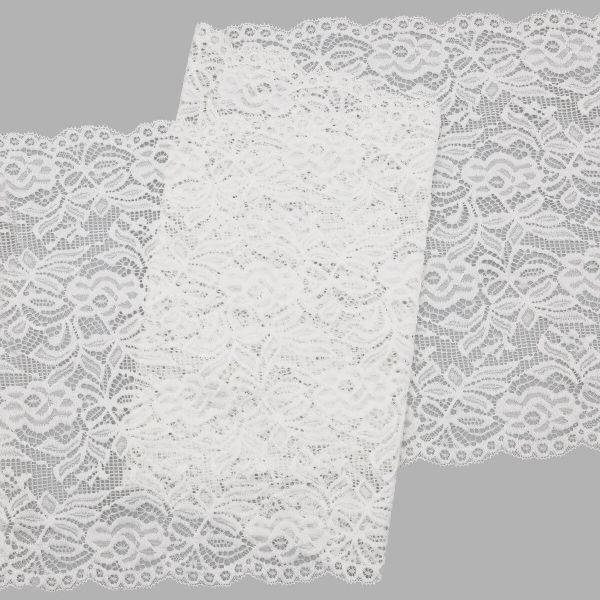 Кружево бельевое эластичное 300 мм / 13.72 м, цв. C501 белый