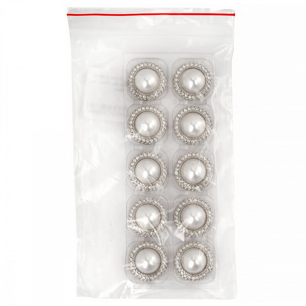 Пуговицы металлические на ножке 36L-23 мм, С-MP15 цв.серебро/перламутр, 10 шт