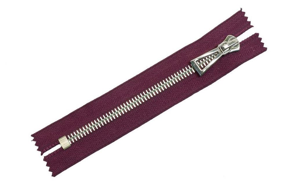 Молния металл Т10 (10 мм) 1 зам., н/раз., 18 см, никель, цв.D230 баклажан, MaxZipper Premium, 1 шт /TOS/