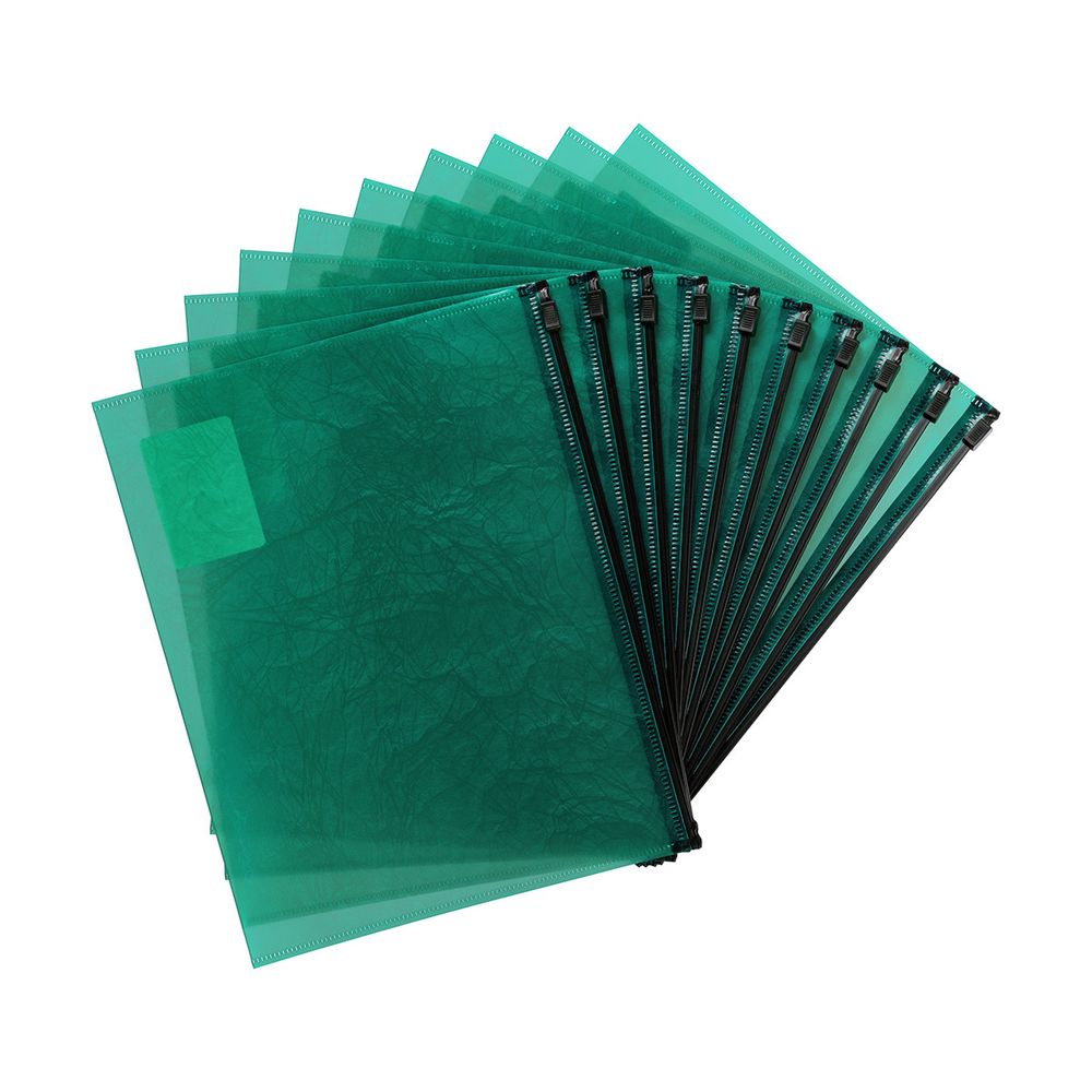 Папка-конверт на ZIP-молнии A5+ 180 мкм волокно, 10 шт, зеленый ЕС211230035, Expert Complete ЕС211230035