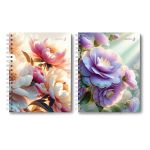 Тетрадь общая с твердой обложкой, глянцевая ламинация A5 80 л. на гребне 65 г/м², белизна 100% 4 шт клетка, 01566 Цветение, Светоч Т215