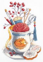 Набор для вышивания нитками Panna, Чашка рукодельницы, 17х24 см