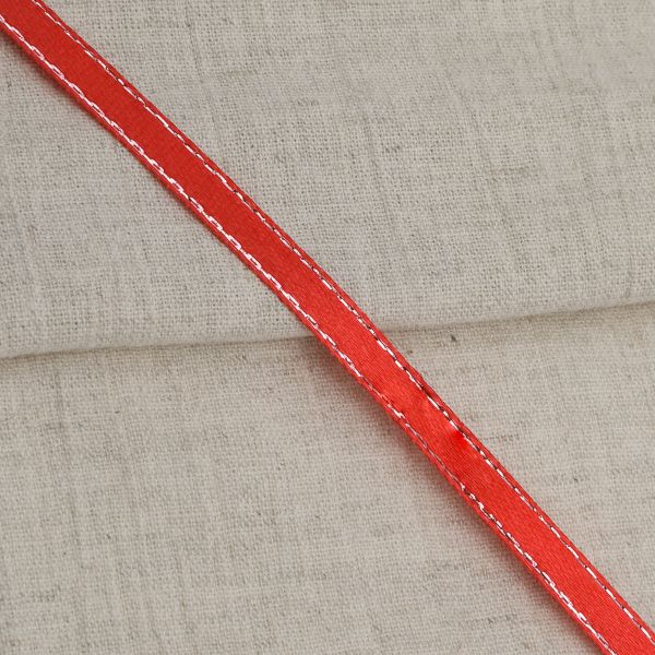 Лента атласная 1-сторонняя 6.0 мм / 22.86±1 метров, с серебряной нитью, 163 красный, Globus