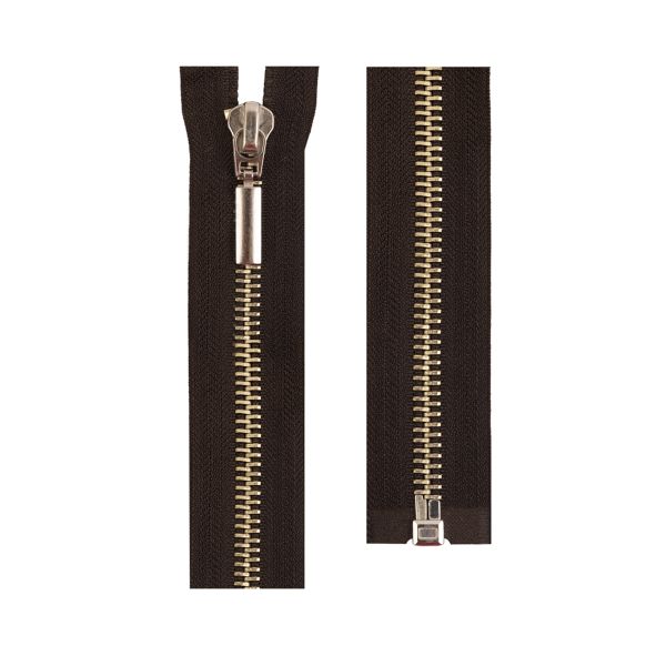 Молния металл Т8 (8 мм) 1 зам., разъем., 70 см, никель, 295 т.коричневый брелок 047, GM-881 Gamma, 10 шт