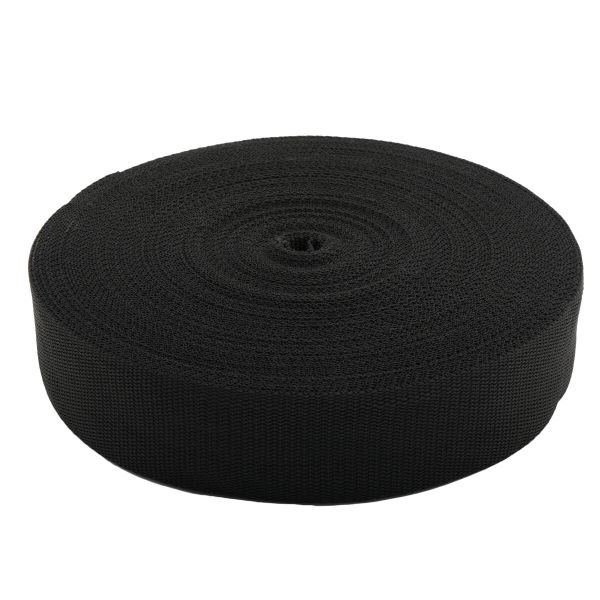 Стропа (ременная лента) 50 мм / 30 метров, толщ. 1.0 мм, [28 г/пог.м], 100% п/п, 20 черный