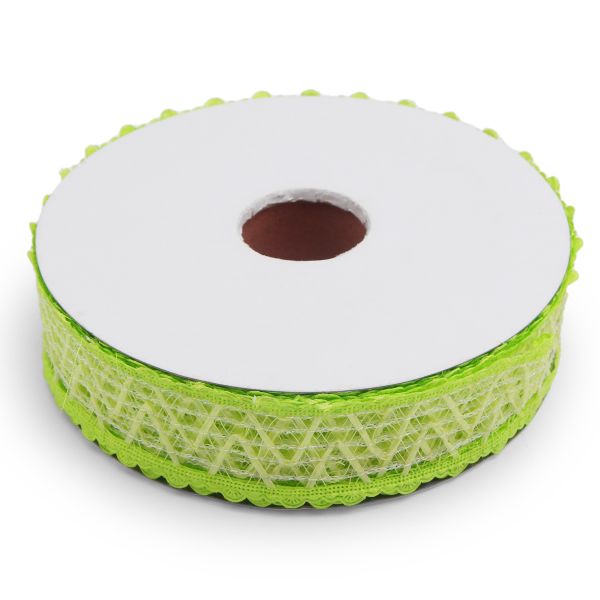 Тесьма отделочная ажурная 38 мм, 25 м, (05 салатовый)