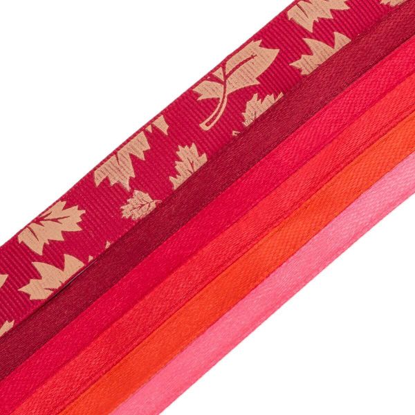 Набор атласных лент 5 цветов по 6.0 мм / 23 метра, красный микс