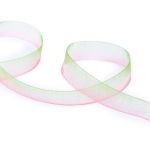Лента капроновая (органза) двухцветная 15.0 мм / 22.5 метров, 076/047 зеленый/розовый (А1-61), Blitz ORP-15