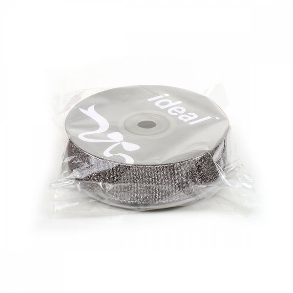 Лента с люрексом 25 мм, 139 черный/серебро, уп. 22,85 м