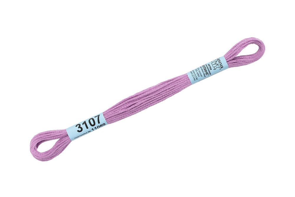 Мулине Gamma 100% хлопок, цв.3107 сиреневый, 24 мотка по 8 метров