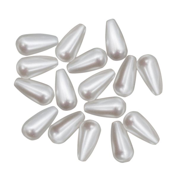 Бусины пластик (жемчуг) 16х8 мм, 48 шт, Astra&Craft, белый