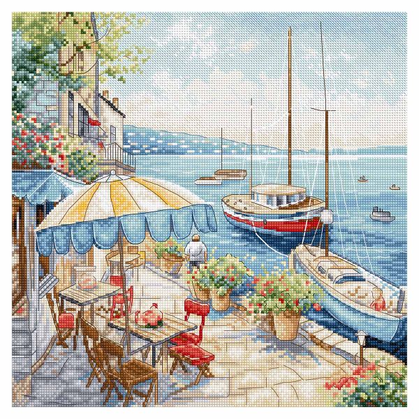 Набор для вышивания нитками LetiStitch L9927, Морской пейзаж 26х26см