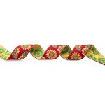 Лента (тесьма) жаккардовая 50.0 мм / 25±1 метров, рис. 8890 Подсолнухи, (1 красный) С3379Г17