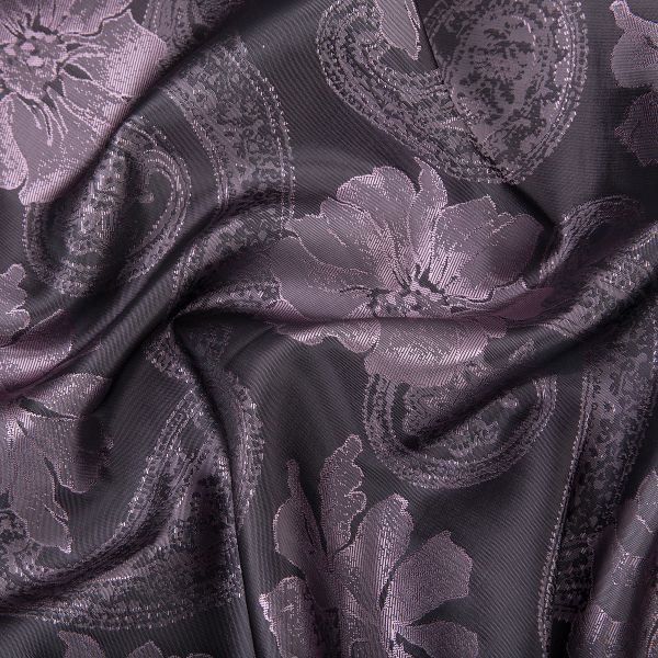 Ткань подкладочная (таффета) с рисунком 96 г/м², 100х145 см, 121 т.фиолетово-розовый (огурцы, цветы), Gamma JTR