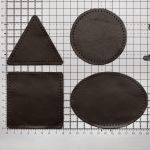Набор заплаток пришивных из кожи, круг, квадрат, треугольник, овал 8см, с перфорацией, 4 шт (03 темно-коричневый), 9743