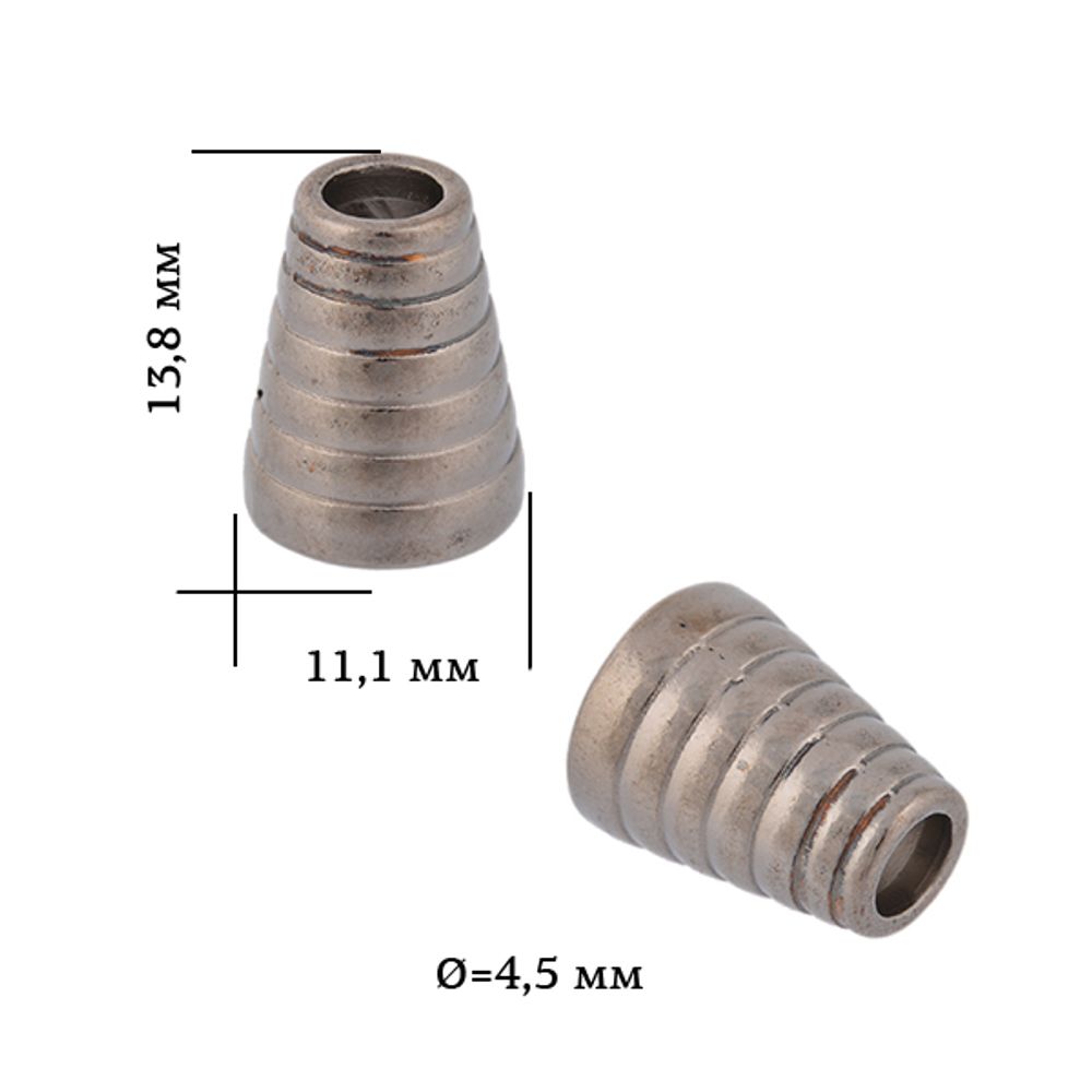 Наконечник для шнура металл 11.1х13,8 мм, отв.4,5 мм, цв. черный никель, OR.6660-0090, уп. 50шт