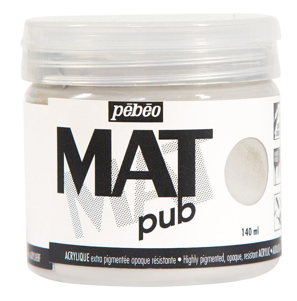 Краска акриловая экстра матовая Mat Pub 1, 140 мл, 256023 серый теплый, Pebeo