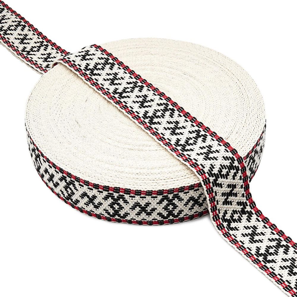 Лента для поясов 40 мм / 25 метров, рис. 9884, бело-черный, С3822Г17