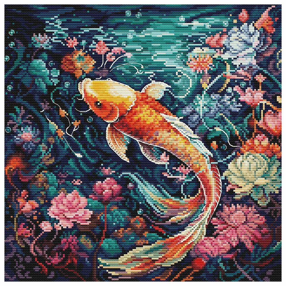 Набор для вышивания нитками Luca-S, Подводная морская жизнь, 25х25см