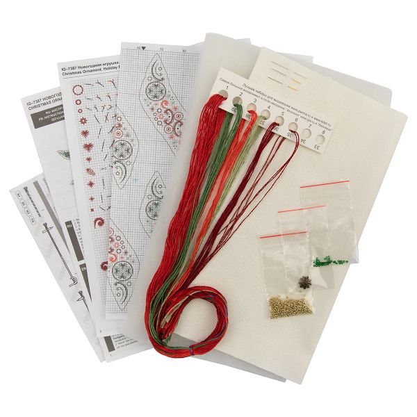 Набор для вышивания нитками Panna, новогодняя игрушка Рождественские узоры, 8.5х8.5 см