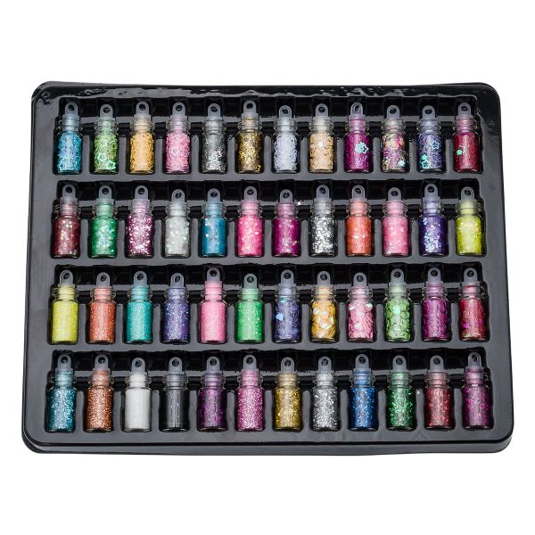 Блестки декоративные (глиттер для творчества, эпоксидной смолы, дизайна ногтей), набор 48 шт, VH2504