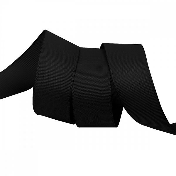 Лента репсовая (в рубчик) 25.0 мм, цв. 030 черный For Hobby, уп. 22.86м (±1м)