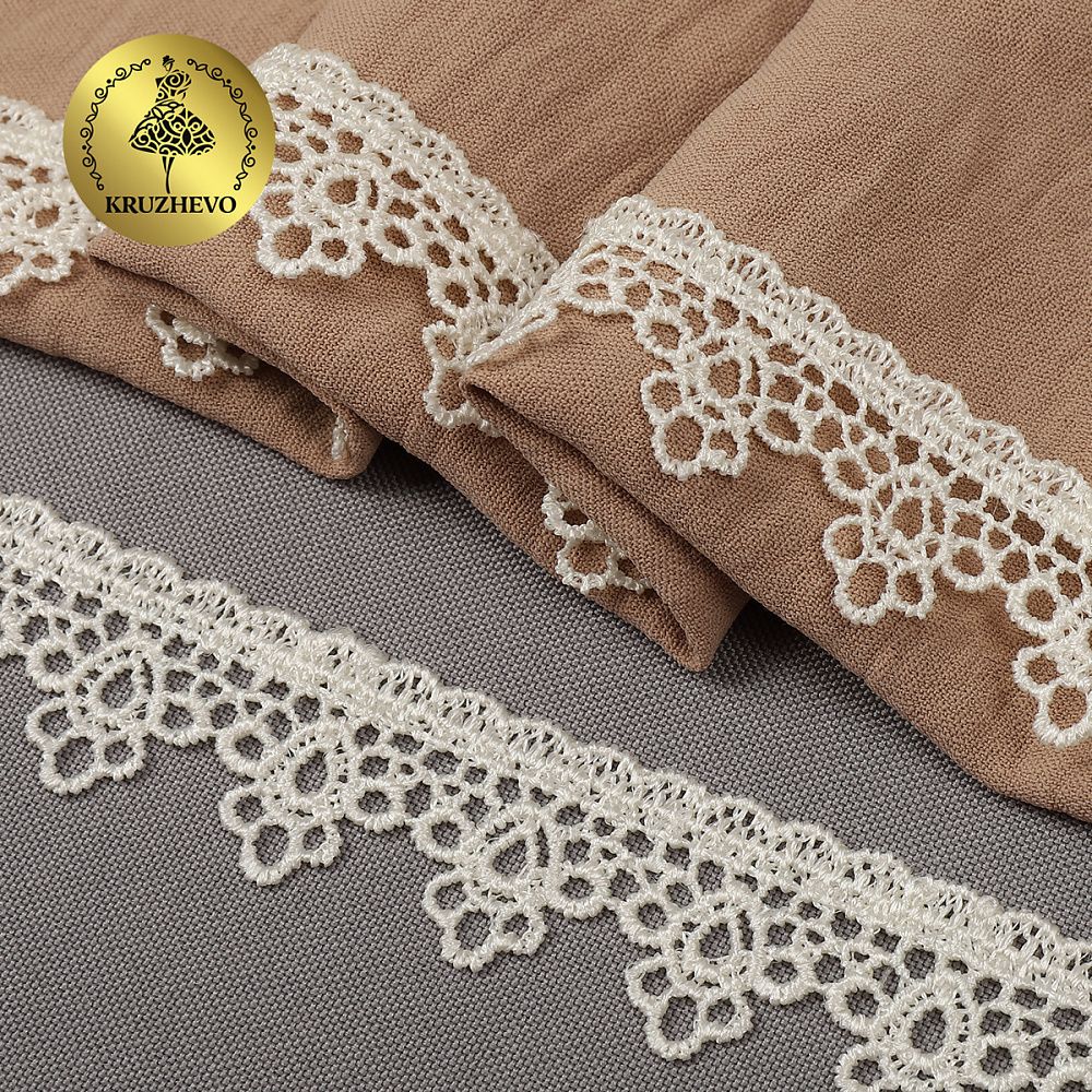 Кружево гипюр (плетёное) 25 мм / 13.71 метров, TBY.4GB2501, цв.молочный